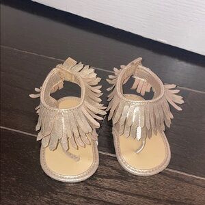 Zara Gold Fringe Kids Sandals